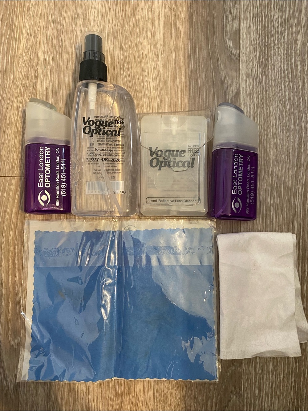 Glasses lens Care Kit with lens cleaner and clothes